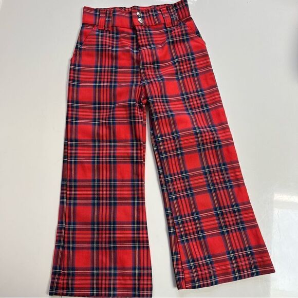 Retro Vintage 1970s JC Penny Tartan Plaid Flare Pants - Picture 2 of 11